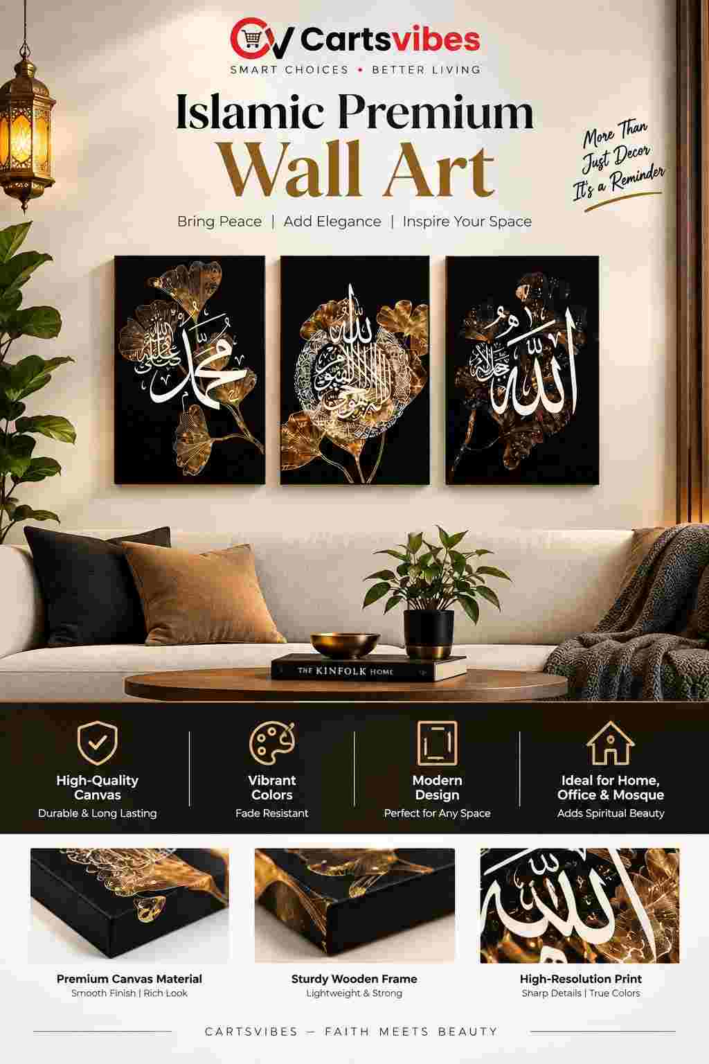 Islamic Premium Wall Art Photo Tiles (Set Of 3) Size: 8x11