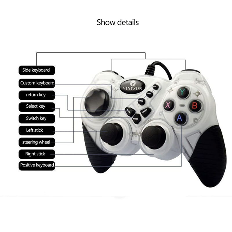 Double Shock USB Game Controller Durable Comfortable Stylish