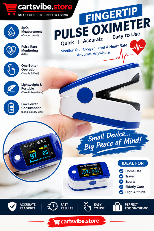 Fingertip Pulse Oximeter – Blood Oxygen Saturation & Heart Rate Monitor