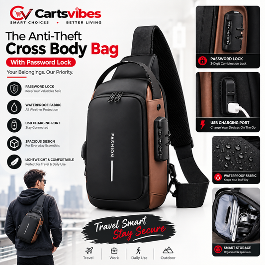 Anti-Theft Cross Body Bag With Password Lock